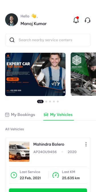 Home: my vehicles and bookings