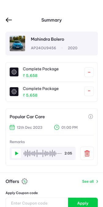 Booking summary with a coupon