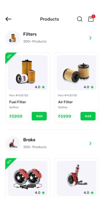 Products by category, with filters