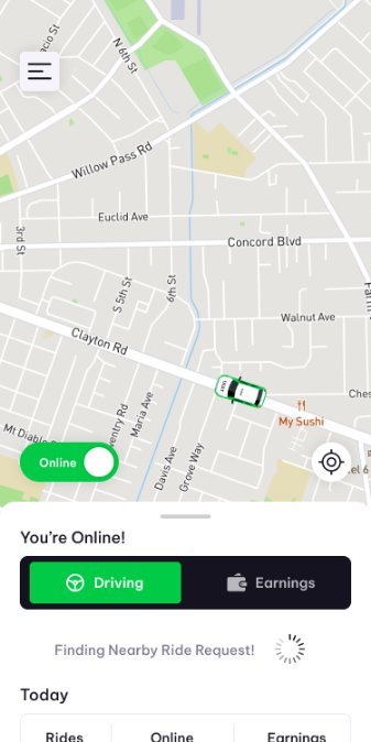 Online, waiting for a ride request