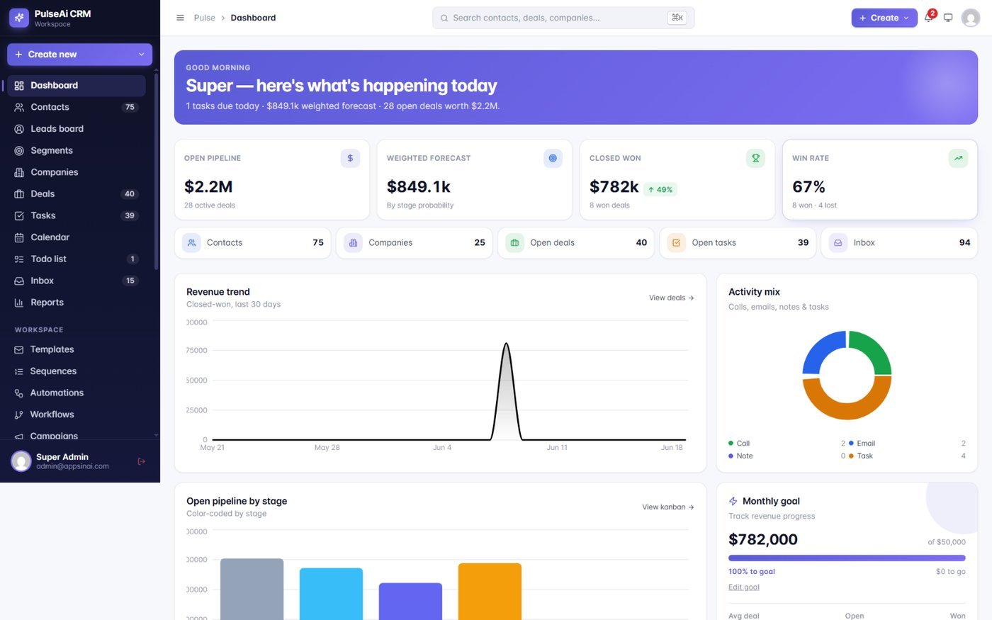 PulseAi CRM screenshot